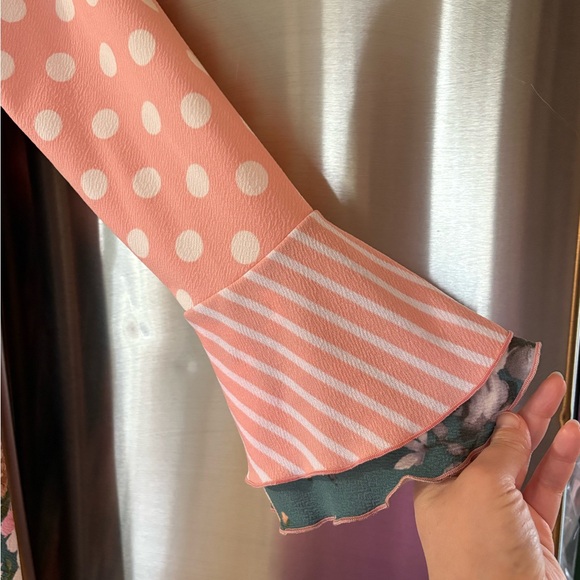 Floral and Polka Dot Women’s high low dressy top - Picture 4 of 8